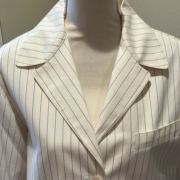 Faconnable winter white & navy pinstriped jacket NWT new/never worn Small - Picture 3 of 9